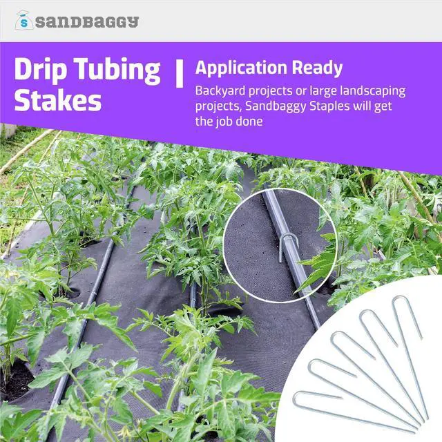 Alt view image 4 of 6 - Drip Tubing Stakes, 1500 Pack 5 Inch 14 Gauge Galvanized Steel Drip Irrigation Stakes, Garden Stakes and Landscape Pins for 1/8 Inch and 1/4 Inch Drip Line Tubing