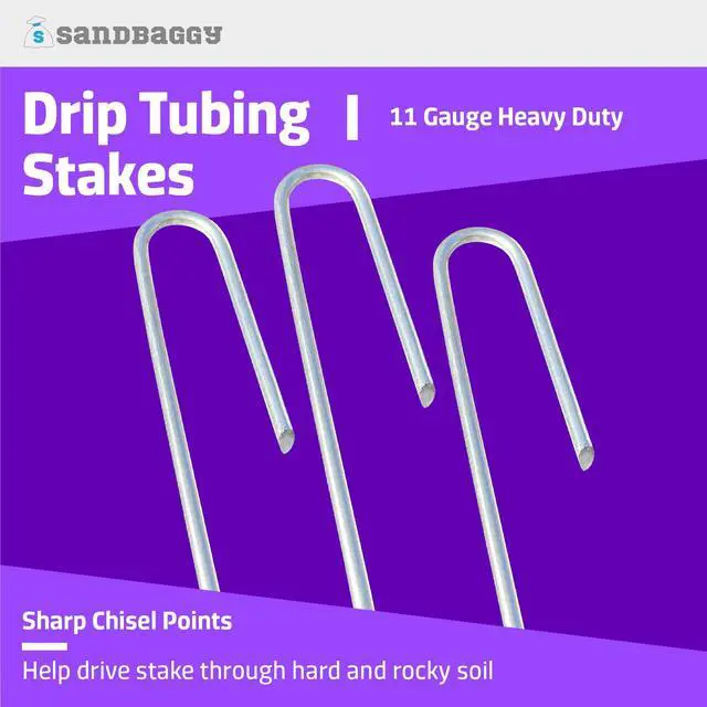 Alt view image 6 of 6 - Drip Tubing Stakes, 1500 Pack 5 Inch 14 Gauge Galvanized Steel Drip Irrigation Stakes, Garden Stakes and Landscape Pins for 1/8 Inch and 1/4 Inch Drip Line Tubing
