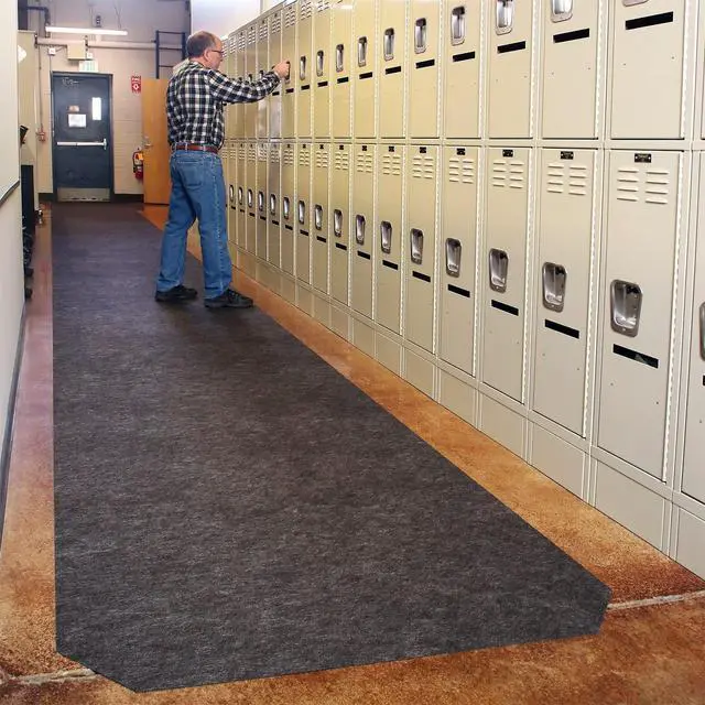 Alt view image 2 of 4 - Grippy Floor Mat | Industrial Entrance Mat with Adhesive Backing | 4' x 50' Mat Runner | Black | GRP48201-BK