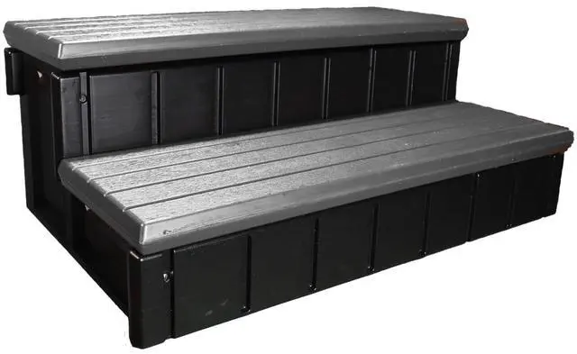 Main image of Two Tier 36" Wide Deluxe Hot Tub Step. Non-Skid Spa Steps, Easy Installation, Sturdy, Long Lasting Upgrade to Your Space. Proudly Made in USA. - Deep Grey