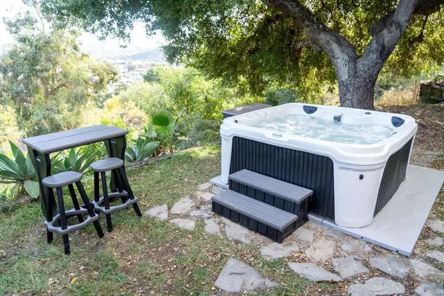 Alt view image 5 of 6 - Two Tier 36" Wide Deluxe Hot Tub Step. Non-Skid Spa Steps, Easy Installation, Sturdy, Long Lasting Upgrade to Your Space. Proudly Made in USA. - Deep Grey
