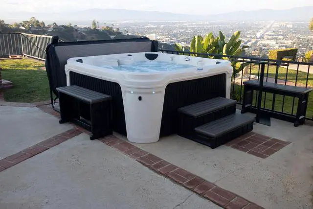 Alt view image 6 of 6 - Two Tier 36" Wide Deluxe Hot Tub Step. Non-Skid Spa Steps, Easy Installation, Sturdy, Long Lasting Upgrade to Your Space. Proudly Made in USA. - Deep Grey