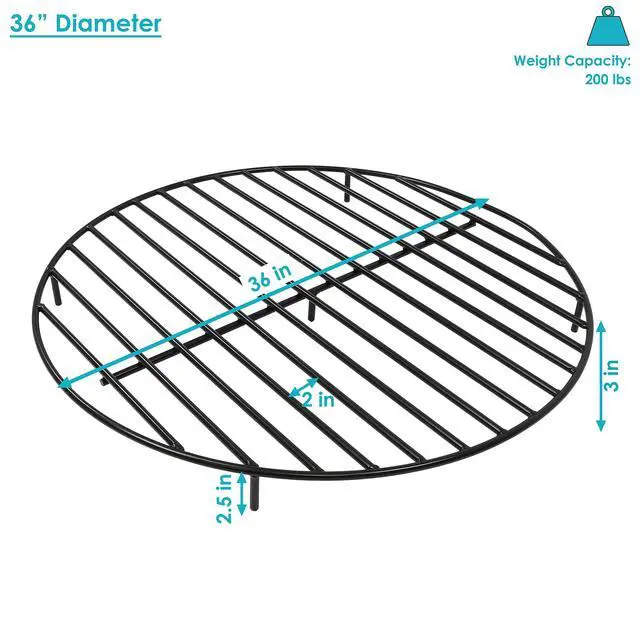 Alt view image 3 of 6 - Sunnydaze Round Fire Pit Grate - Elevated Wood Grate for Fire Pit - Heavy-Duty Steel Log Grate for Outside - 36-Inch