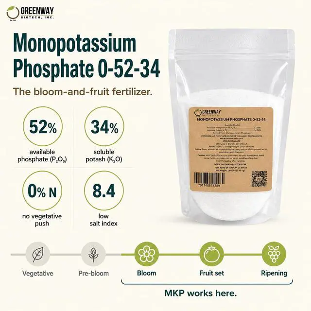 Alt view image 2 of 6 - Monopotassium Phosphate Fertilizer 0-52-34-100% Water Soluble Hydroponics for Root Strength - Increase Yield and Blooming - High Purity Plant Nutrient Formula - 10 Pounds