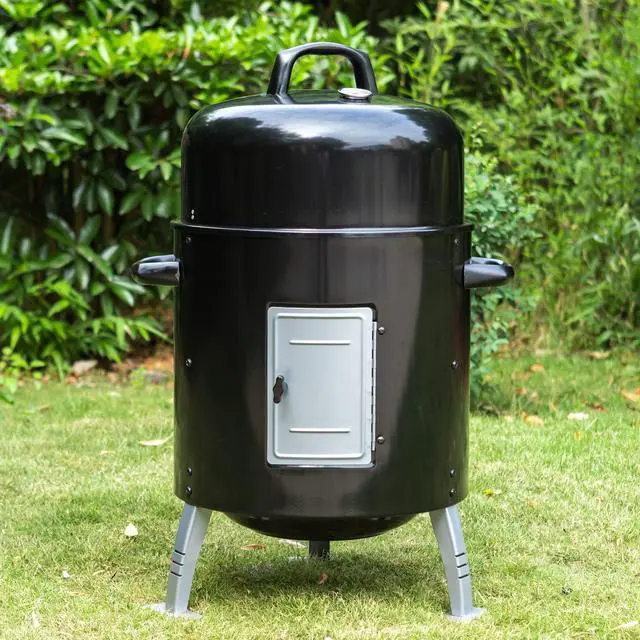 Main image of 17" Vertical Charcoal Smoker Grills with Two-Tier Grates, Heavy-Duty Integral Chamber and Tunnel Ventilation System for BBQ, Patio, Outdoor Camping(Black)