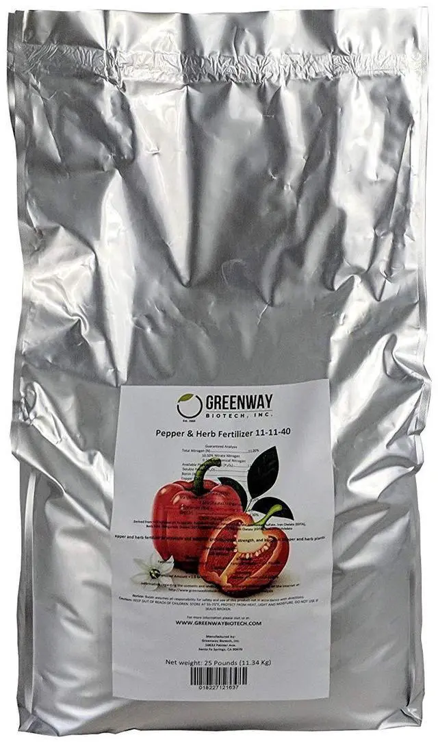 Main image of Pepper & Herb Fertilizer 11-11-40 Powder - Water Soluble with Chelated Micronutrients for Hot & Bell Peppers Basil - Hotter Peppers Aromatic Herbs - Hydroponics & Soil - 25 LB