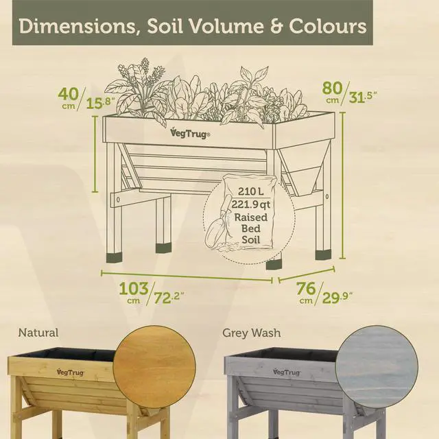 Alt view image 2 of 6 - ® Raised Bed Classic Small 1m, Natural