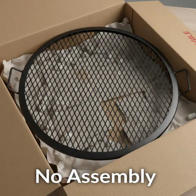 Alt view image 5 of 6 - Sunnydaze X-Marks Outdoor Fire Pit Grill Grate for Cooking - Round Fire Pit Grate - Steel Campfire BBQ Grill with Handles - 36-Inch