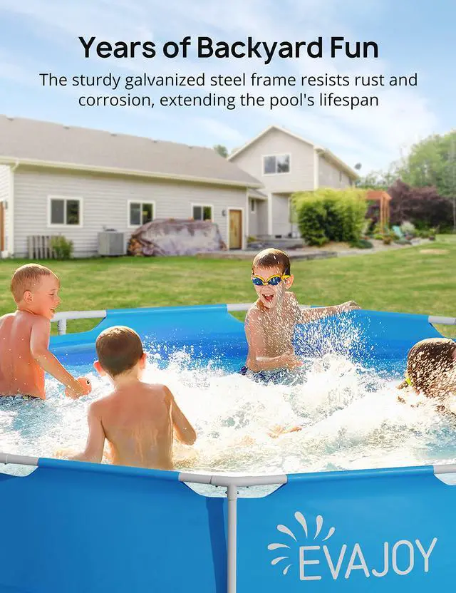 Alt view image 3 of 6 - 12ft x 30in Metal Frame Swimming Pool, Outdoor Round Above Ground Pool with Steel Frame, Heavy-Duty PVC, Easy Assembly for Backyard, Garden, Lawn