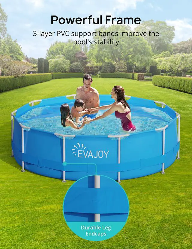 Alt view image 4 of 6 - 12ft x 30in Metal Frame Swimming Pool, Outdoor Round Above Ground Pool with Steel Frame, Heavy-Duty PVC, Easy Assembly for Backyard, Garden, Lawn