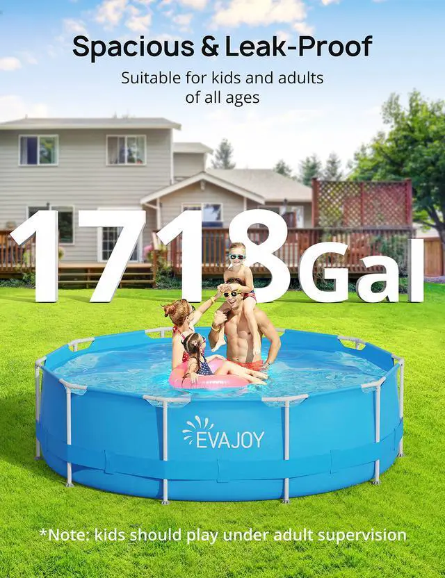Alt view image 5 of 6 - 12ft x 30in Metal Frame Swimming Pool, Outdoor Round Above Ground Pool with Steel Frame, Heavy-Duty PVC, Easy Assembly for Backyard, Garden, Lawn