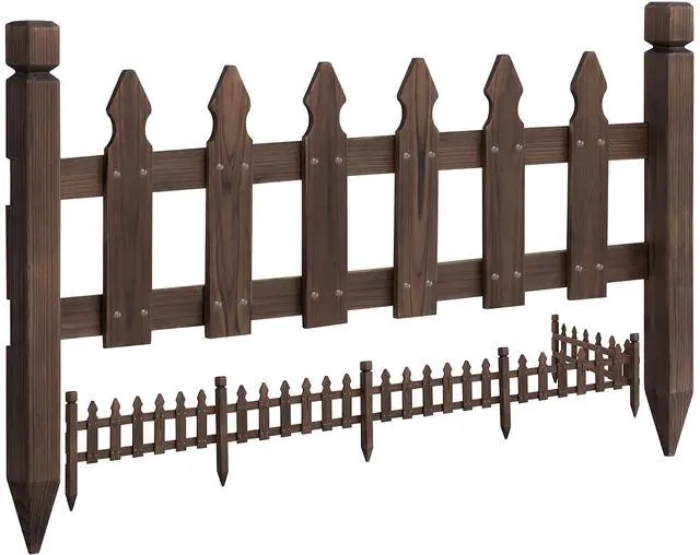 Main image of Wood Garden Fence Decorative Fence Patio Flower Garden Border Yard Border Garden Bed Pool Fences Outdoor Wood Edging Fencing Brown 532.5 in
