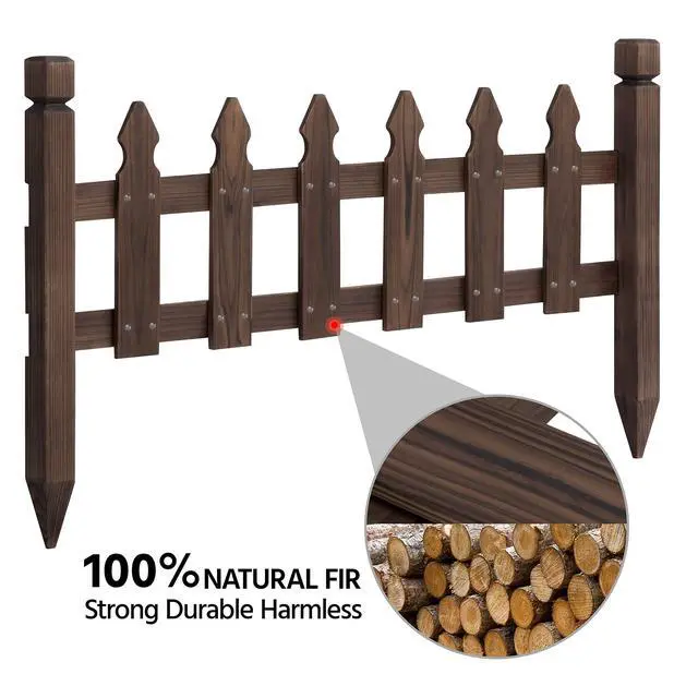 Alt view image 5 of 6 - Wood Garden Fence Decorative Fence Patio Flower Garden Border Yard Border Garden Bed Pool Fences Outdoor Wood Edging Fencing Brown 532.5 in