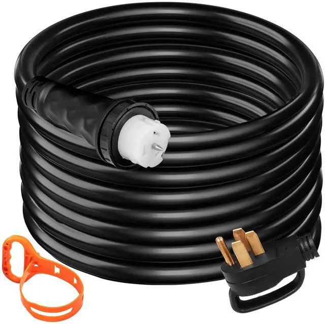 Main image of 25 FT 50 Amp Generator Extension Cord NEMA N14-50P & SS2-50R & CS6364, STW 6/3 + 8/1 AWG 125V 250V Generator Power Cord Twist Lock Connectors