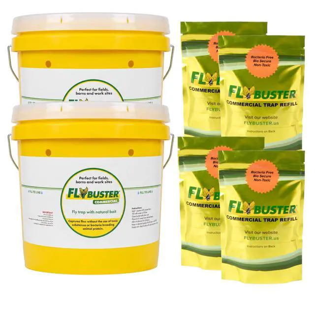 Main image of Fly Trap | Outdoor Device for Catching Flies | 10-Liter Commercial Size (2-Pack) | Comes with Two Flytraps and 4 Bait Packets | 2,000,000 Fly Capacity | Non-Toxic | Child & Pet Safe