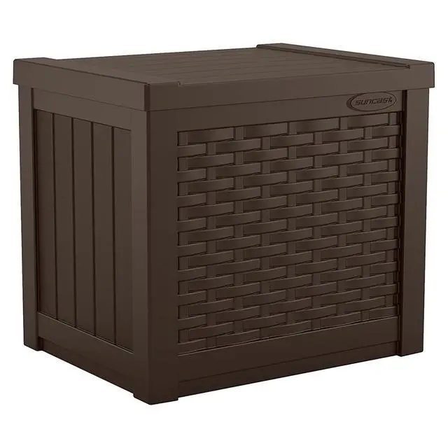 Alt view image 2 of 6 - 2 Pack 22-Gallon Small Deck Box - Lightweight Resin Storage Container and Seat for Patio Cushions and Gardening Tools - Store Items on Patio, Garage, 22.5"L x 17"W x 22.5"H, Yard - Java Brown