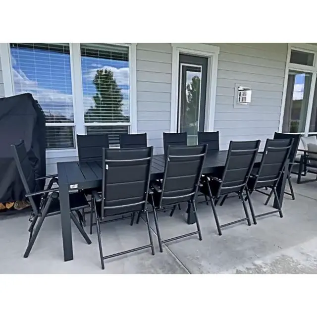 Alt view image 2 of 6 - Outdoor Patio Folding Chair Set of 2, Outdoor Reclining Camping Chairs with Soft Cotton-Padded Seat Adjustable High Backrest Portable Chairs, Black