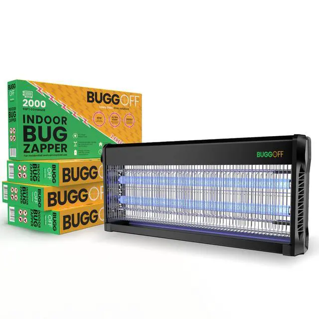 Main image of Black Modern Indoor Electric Bug Zapper, 2000 SQFT Coverage, 3500 Volts of Stunning Power, 40 Watts, Kills Mosquitos Gnats, Flys & More., X2 Free Repalcment Bulb (4 Pack)