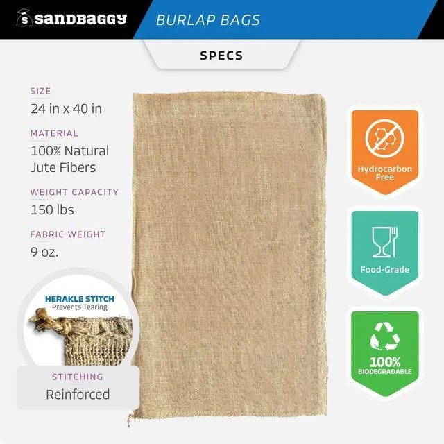 Alt view image 2 of 6 - Burlap Bags Large 24" x 40" - Potato Sack Race Bags for Kids & Adults | Perfect Birthday Party Game | Shrub & Plant Frost Protection - Food Grade (Pack of 20)