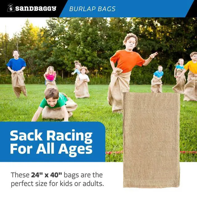 Alt view image 3 of 6 - Burlap Bags Large 24" x 40" - Potato Sack Race Bags for Kids & Adults | Perfect Birthday Party Game | Shrub & Plant Frost Protection - Food Grade (Pack of 20)