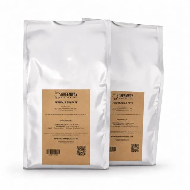 Main image of Ferrous Sulfate Heptahydrate Fertilizer Includes 20% Iron (Fe) 12% Sulfur & 100% Water Soluble Powder- Organic Lawn Fertilizer for Vegetables and Plant Growth (2X 25 Pounds)