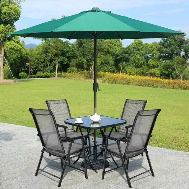 Alt view image 2 of 6 - Patio Chairs Set of 4, Outdoor Folding Dining Chairs with Armrests, Foldable Porch Chairs for Lawn Deck Backyard, Folding Chairs for Adults (Gray)