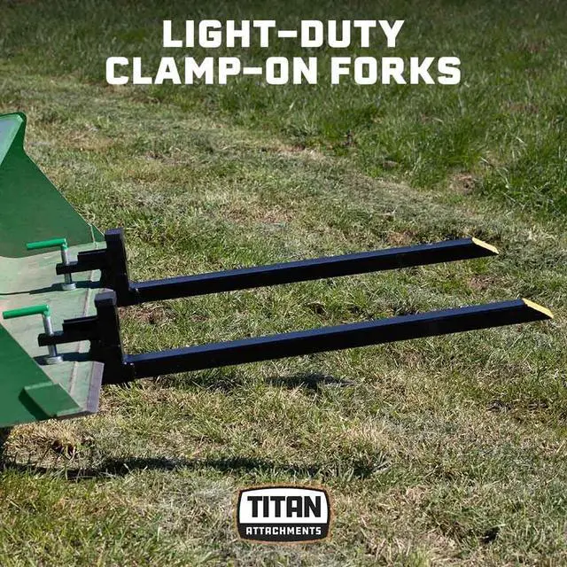 Alt view image 2 of 6 - Light-Duty 60" Clamp-On Pallet Forks, 46" x 3" Fork Length, Rated 1,500 LB, Easy to Install on Loader or Skid Steer Bucket