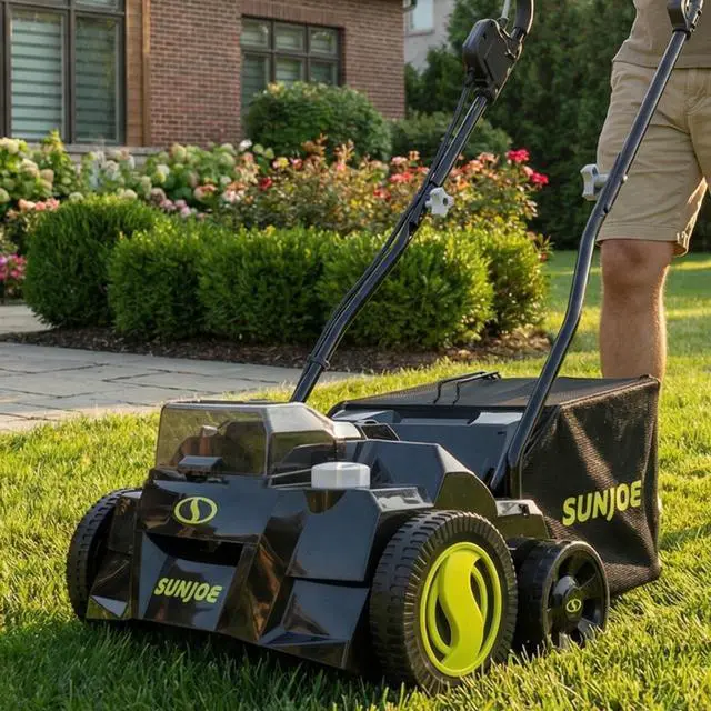 Alt view image 2 of 6 - Cordless Scarifier & Dethatcher w/ 5 Depth Positions & 600W Brushless Motor, 15-Inch Cutting Width - Heavy-Duty Yard Trimmer, Lawn Maintenance, 24V-X2-DTS15