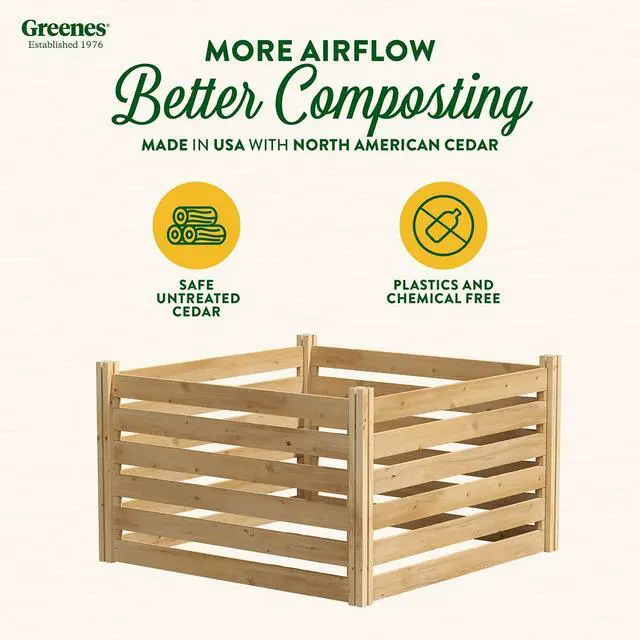 Alt view image 2 of 6 - Premium Cedar Wood Composter, 36" L x 36" W x 31" H (3/4" Thick) / 173.92 gallons - Made in USA with North American Cedar