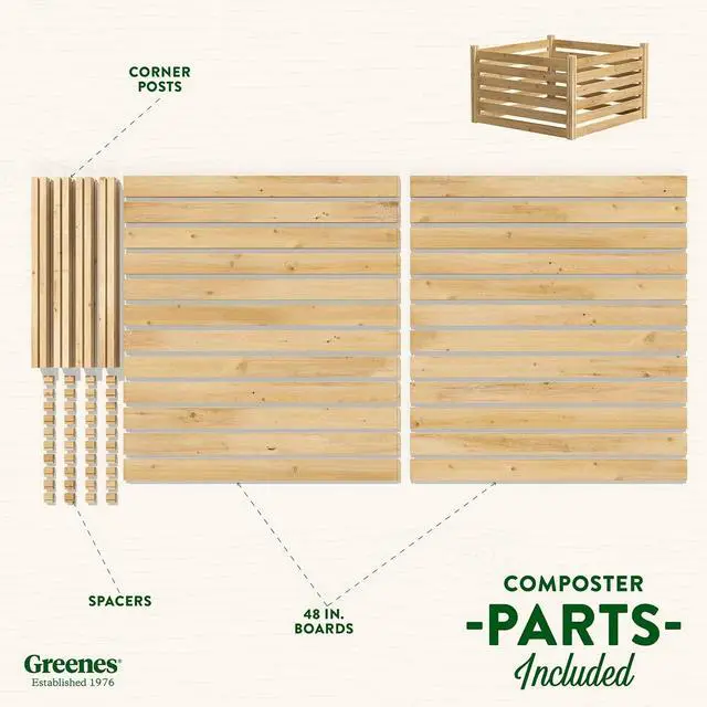 Alt view image 5 of 6 - Premium Cedar Wood Composter, 36" L x 36" W x 31" H (3/4" Thick) / 173.92 gallons - Made in USA with North American Cedar