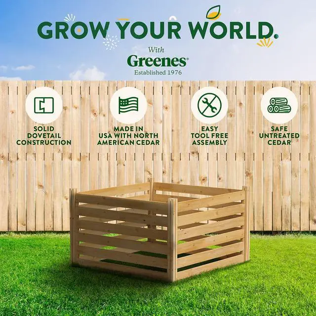Alt view image 6 of 6 - Premium Cedar Wood Composter, 36" L x 36" W x 31" H (3/4" Thick) / 173.92 gallons - Made in USA with North American Cedar