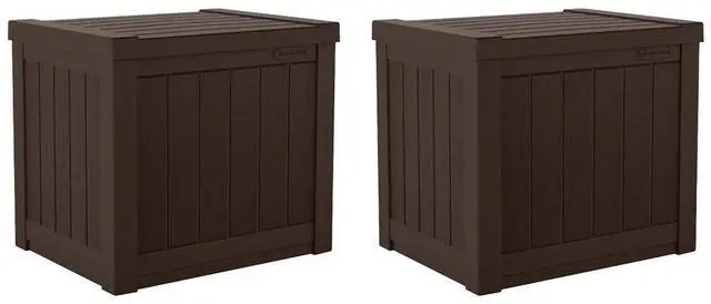 Main image of 17 x 22 Inch Resin 22-Gallon Patio Storage Deck Box, Java Brown (2 Pack)