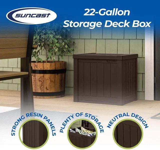 Alt view image 2 of 6 - 17 x 22 Inch Resin 22-Gallon Patio Storage Deck Box, Java Brown (2 Pack)