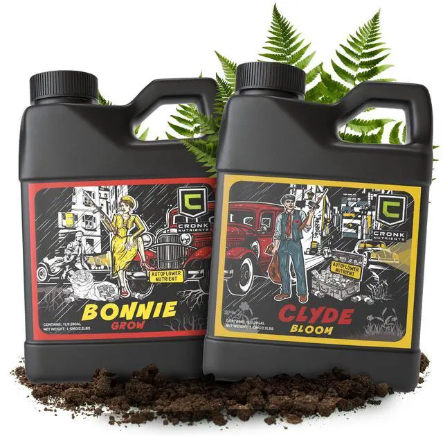 Main image of Cronk Nutrients Bonnie & Clyde Autoflower Nutrients Bloom and Grow Yield Increasing Autoflower Plants Nutrient Kit Easy to Use Plant Food Optimal Formula for Optimal Results, 4L