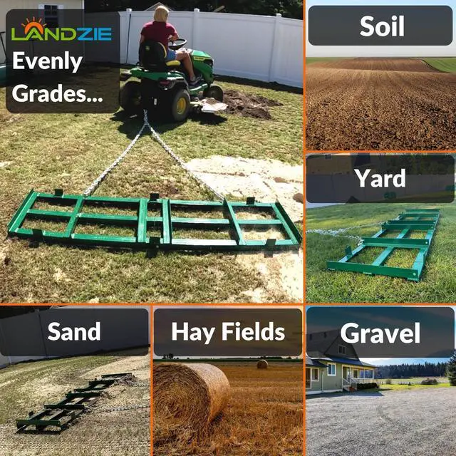 Alt view image 3 of 6 - The Original 4FT Drag Harrow Driveway Grader, 46 LB Heavy Duty Tow Behind Lawn and Landscape Rake, Gravel Driveway Drag, Power Rake, Lawn Leveler