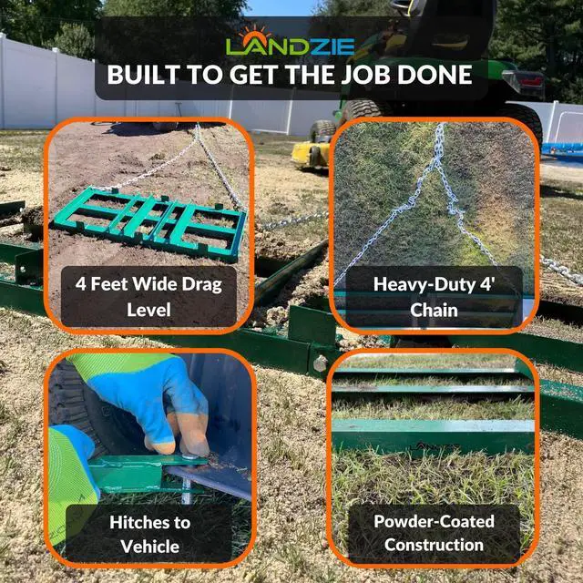 Alt view image 4 of 6 - The Original 4FT Drag Harrow Driveway Grader, 46 LB Heavy Duty Tow Behind Lawn and Landscape Rake, Gravel Driveway Drag, Power Rake, Lawn Leveler