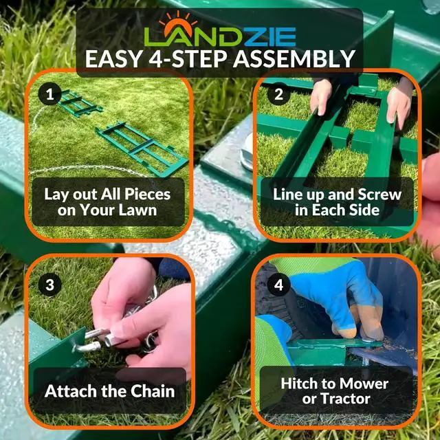 Alt view image 5 of 6 - The Original 4FT Drag Harrow Driveway Grader, 46 LB Heavy Duty Tow Behind Lawn and Landscape Rake, Gravel Driveway Drag, Power Rake, Lawn Leveler