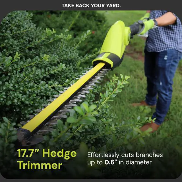 Alt view image 4 of 6 - Cordless Lawn Care System, Grass & Hedge Trimmer Combo Power Tool Kit with 8 Pole Saw, Batteries & Charger - Heavy-Duty Trimming Machine Set for Lawn, Yard & Gardening Care, IONMAX GTS4002C