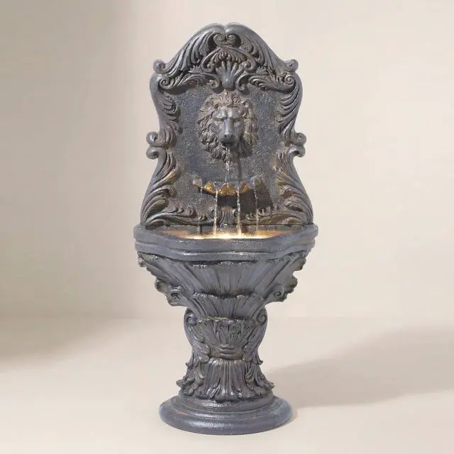 Alt view image 2 of 6 - Royal Lion Acanthus 50" High Large Italian Indoor Outdoor Decor Faux Stone Floor Fountain with Light LED Statue Waterfall Water Feature for Outside Garden Patio Yard Backyard