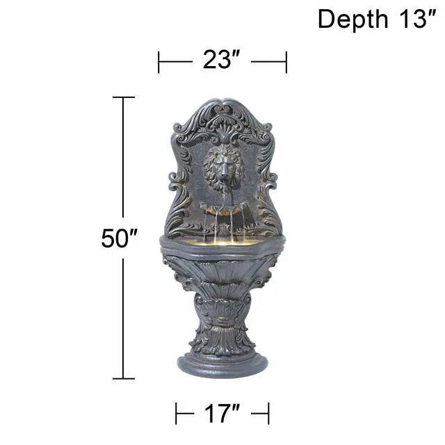 Alt view image 4 of 6 - Royal Lion Acanthus 50" High Large Italian Indoor Outdoor Decor Faux Stone Floor Fountain with Light LED Statue Waterfall Water Feature for Outside Garden Patio Yard Backyard
