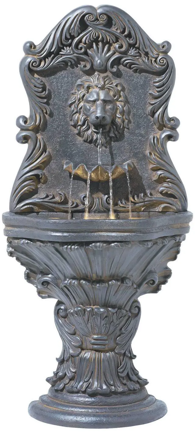 Alt view image 5 of 6 - Royal Lion Acanthus 50" High Large Italian Indoor Outdoor Decor Faux Stone Floor Fountain with Light LED Statue Waterfall Water Feature for Outside Garden Patio Yard Backyard
