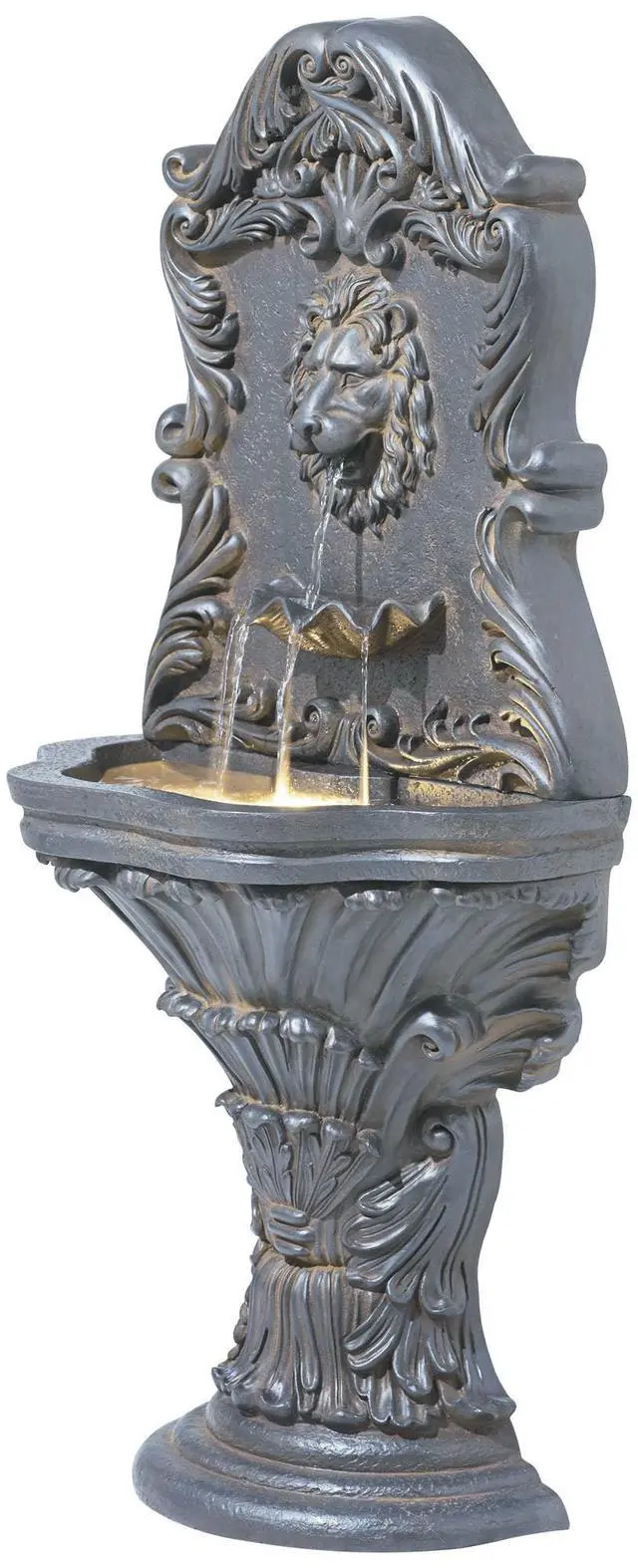 Alt view image 6 of 6 - Royal Lion Acanthus 50" High Large Italian Indoor Outdoor Decor Faux Stone Floor Fountain with Light LED Statue Waterfall Water Feature for Outside Garden Patio Yard Backyard
