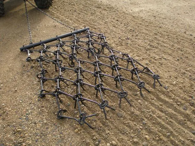 Alt view image 2 of 6 - HDHA-44 Heavy-Duty Drag Harrow, 4' x 4' - for ATV, UTVs, Lawn Tractors - 7 Rows of Tines, 1/2" Teeth for Leveling, Grading, Pastures, Breaking up Soil, and More