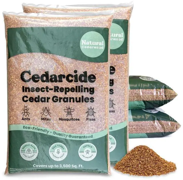 Main image of Lawn, Home & Garden Cedar Granules | Repels Ants & Mosquitoes | Smells Great, Easy to Use | Family & Pet Safe | 4 Bags (32 Lbs)
