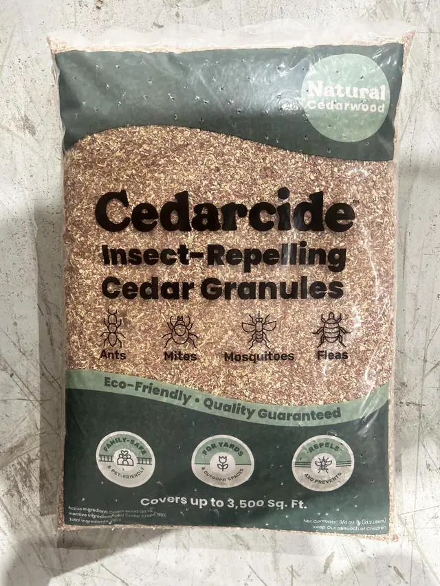 Alt view image 2 of 6 - Lawn, Home & Garden Cedar Granules | Repels Ants & Mosquitoes | Smells Great, Easy to Use | Family & Pet Safe | 4 Bags (32 Lbs)