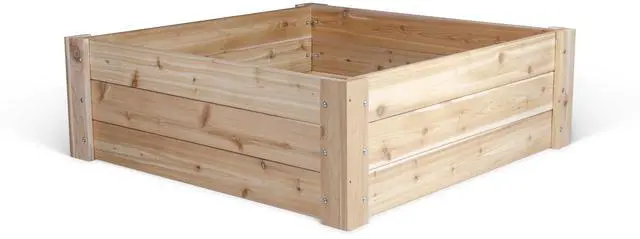 Main image of Premium Cedar Raised Garden Bed - 4' x 4' x 16.5" H - 1" Thick Wood