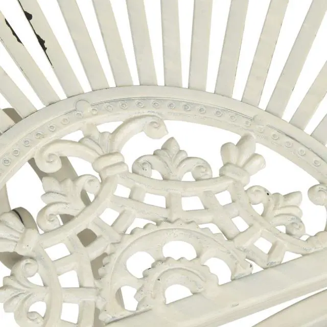 Alt view image 4 of 4 - Outdoor - Annalise Half-Moon Accent Table - Antique White Iron Metal - Vintage Baroque Scrollwork - Ideal for Patio, Deck, Porch, Garden, 35.5" W x 18.5" D x 29" H (PAT5008A)