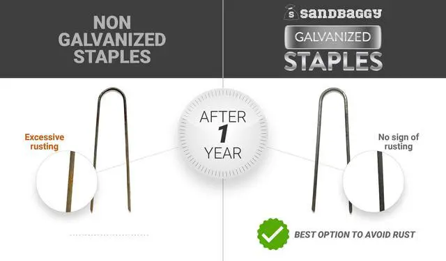 Alt view image 5 of 6 - Galvanized 6-Inch Landscape Staples ~ 9 Gauge Steel - Fabric Pins, Garden Earth Stakes, Ground Cover, Fence Anchors, Lawn Nails ~ Trusted by Organic Farmers Across The USA (1,000 Staples)