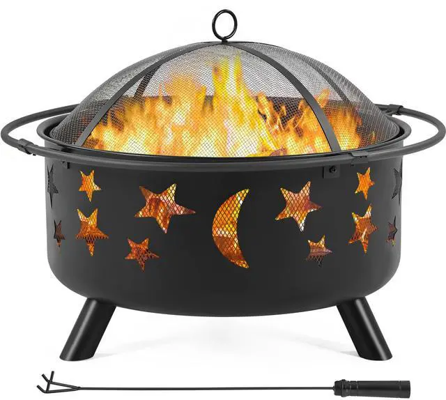 Main image of Fire Pit 30in Fire Pits for Outside Wood Burning Outdoor Fireplace with Spark Screen, Poker for Bonfire Patio Backyard Garden Picnic