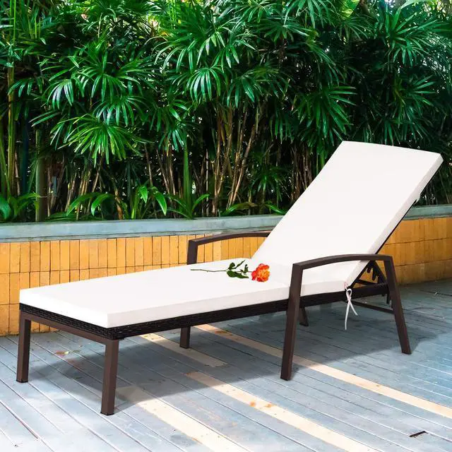 Alt view image 6 of 6 - Set of 2 Patio Furniture Outdoor Rattan Wicker Lounge Chair Set Adjustable Poolside Chaise with Armrest and Removable Cushions